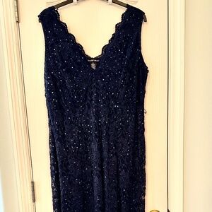 Sapphire Blue Lace Sequin Formal Gown